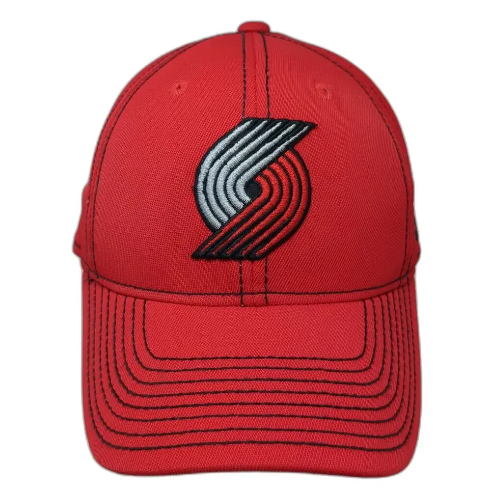 Portland Trail Blazers NBA Adidas Baseball Cap Red M Stretch Fit Logo Team Hat
